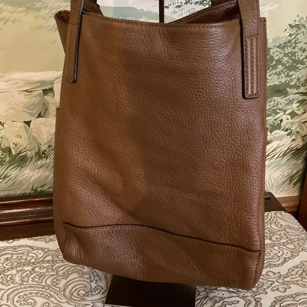 MICHAEL Michael Kors Brown Pebbled Leather Shoulder Bag with Tassels